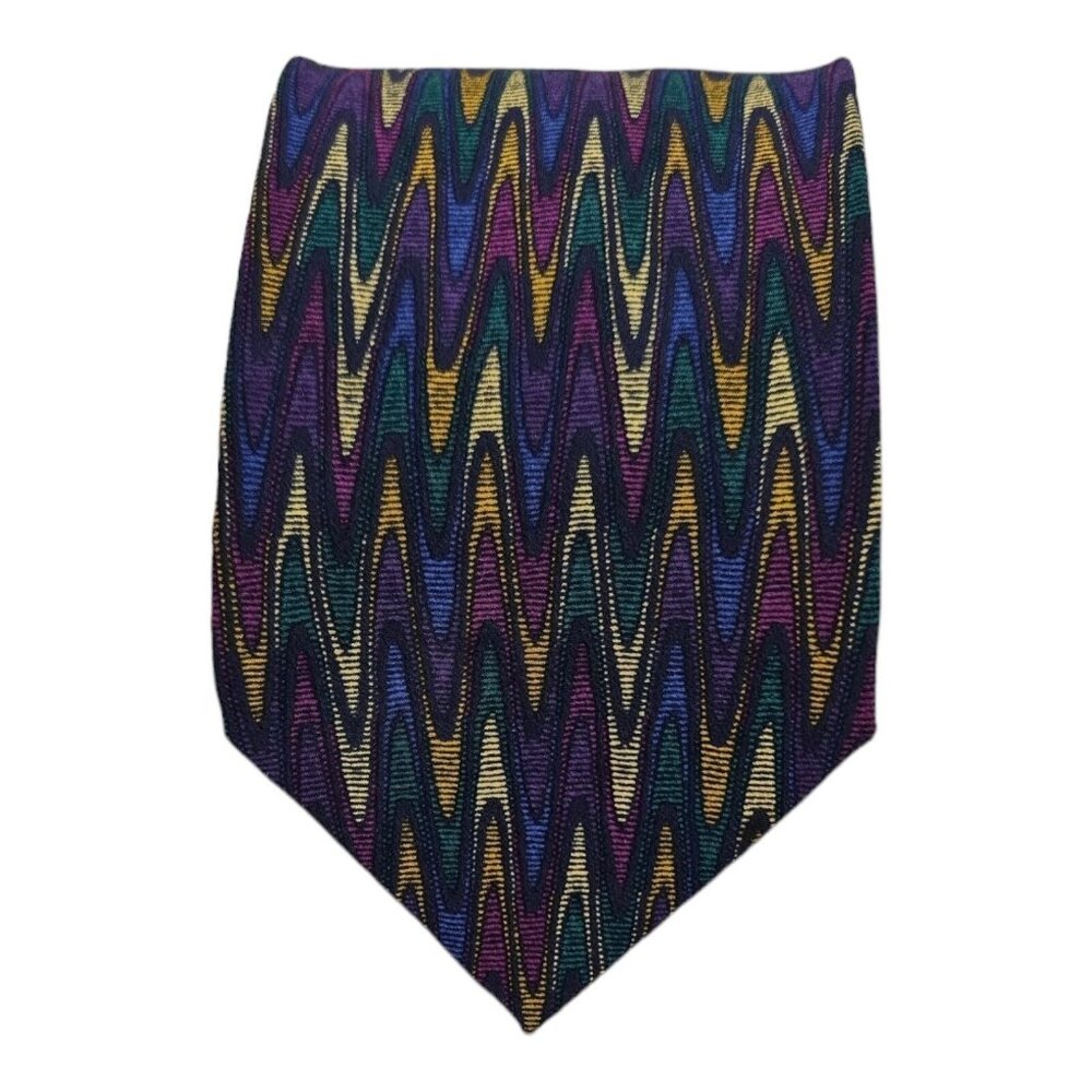 MISSONI Purple/Green Geometric Silk Tie ITALY 60"/ 3.6" EC